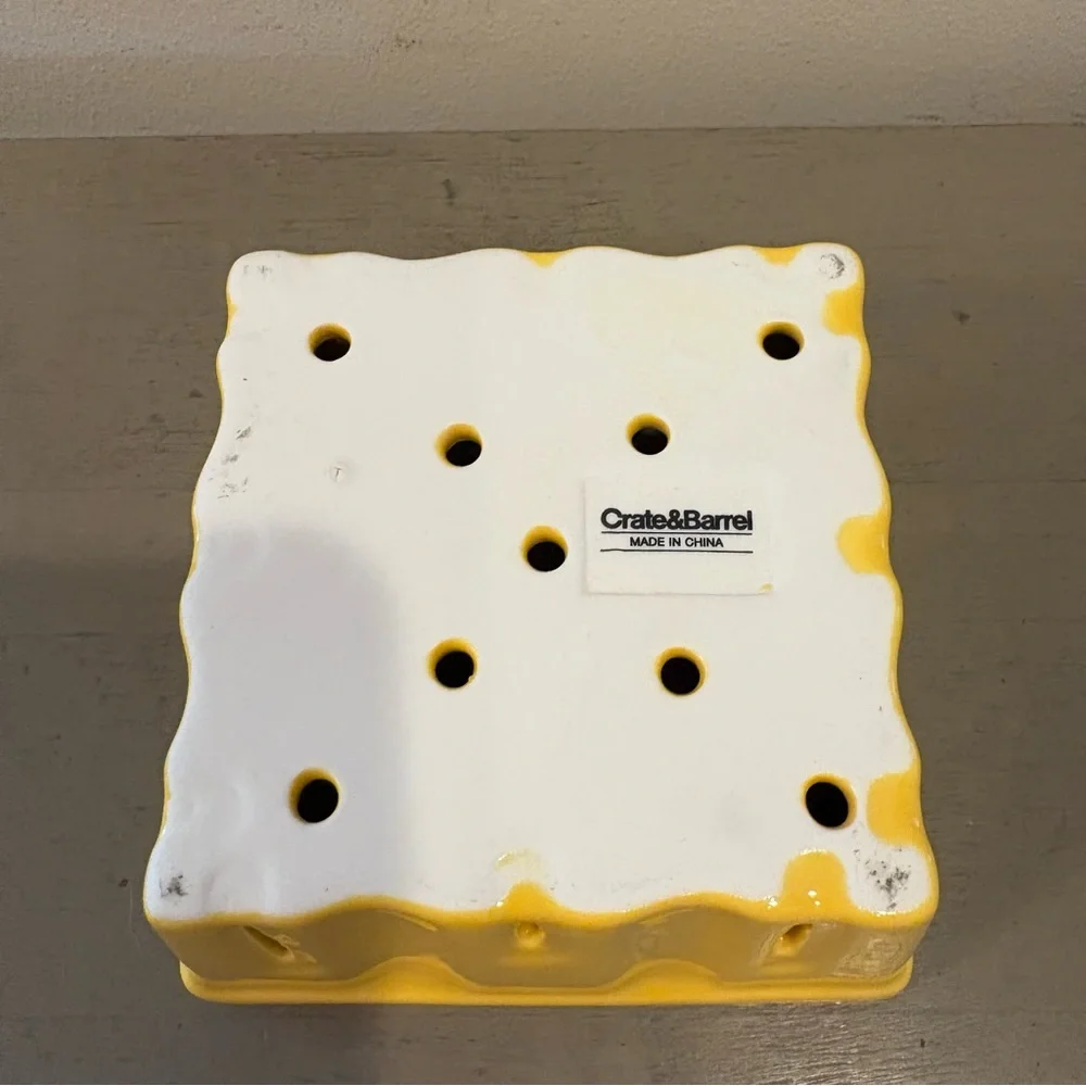Crate&Barrel Yellow Ceramic Berry Basket